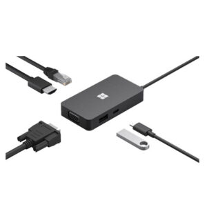 Microsoft USB-C Travel Hub - Hub USB, 5 Puertos, USB-C, USB-A, RJ-45, HDMI, VGA, 10Gbps